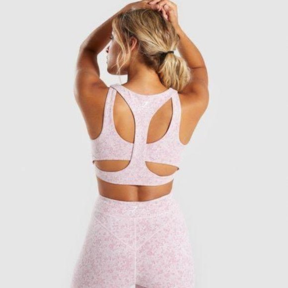 Gymshark Fleur Texture Moroccan Brick Marled Athletic Sports Bra Size Medium EUC - Picture 2 of 7